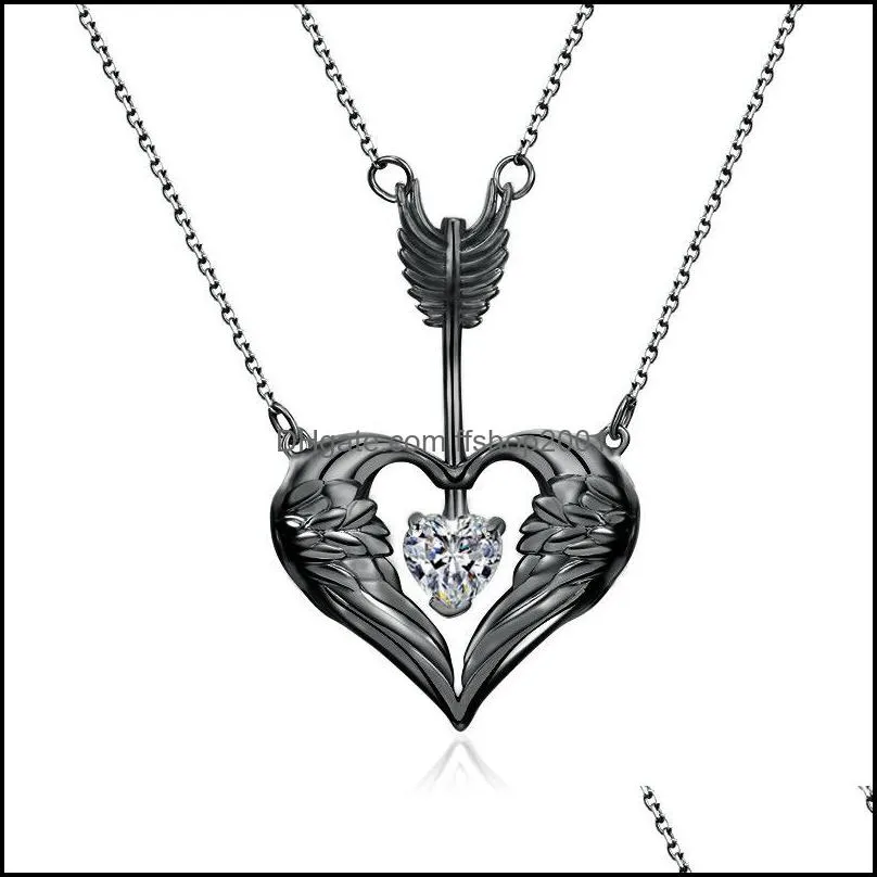 multilayer necklaces one arrow pierced necklace stones heart pendant necklaces for women girls party jewelry gifts