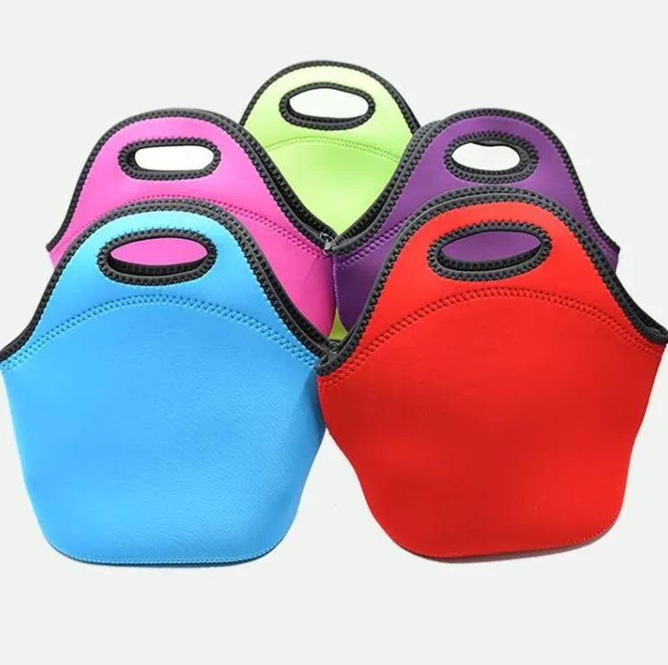 Reusable Neoprene Tote Bag handbag Insulated Soft Lunch Bags With Zipper Design For Work & School SN4790