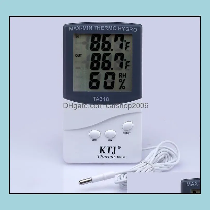 ta318 high quality digital lcd indoor/ outdoor thermometer instruments hygrometer temperature humidity thermo hygro meter mini max 200 pieces