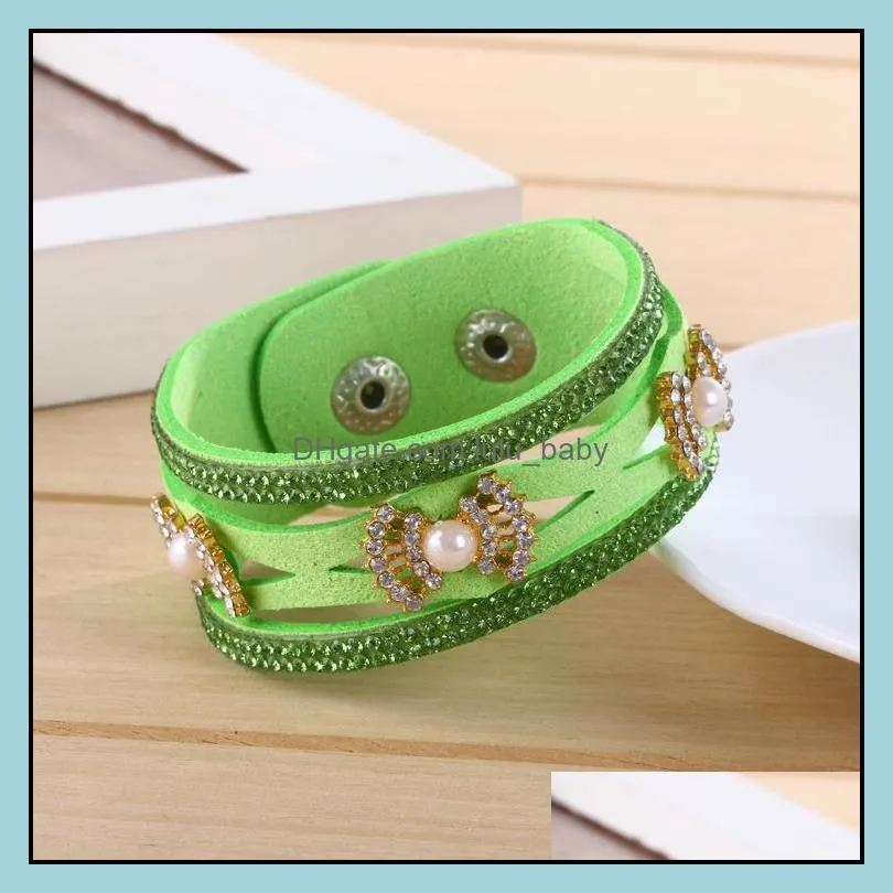 charms bracelets unisex jewelry double bangles brown fashion leather cuff bracelet