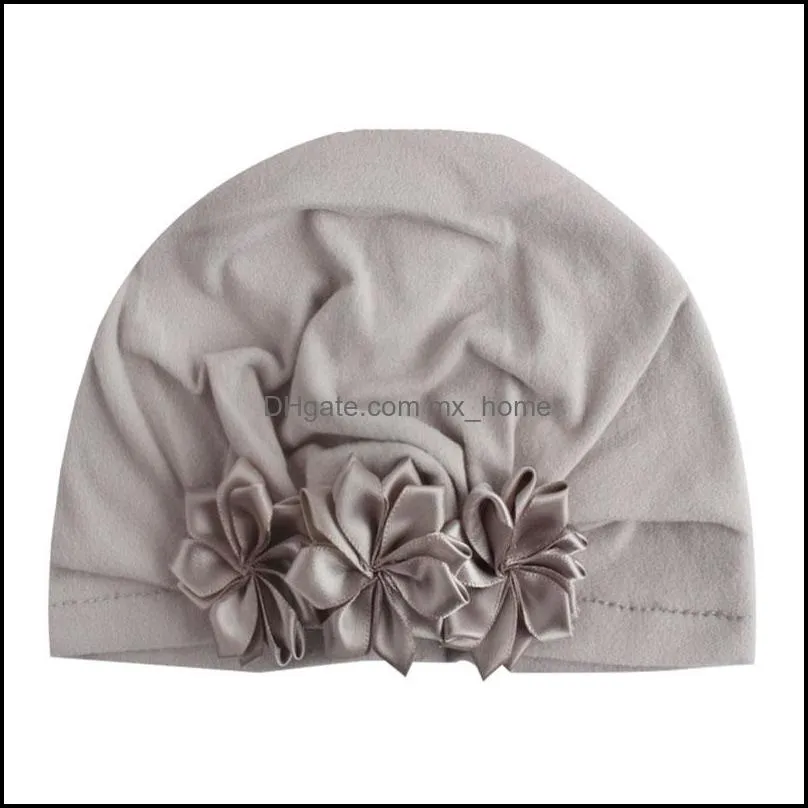 Newborn Baby Hats Flower Tie Hedging Caps Infant Girls India Hats Boy Autumn Winter Caps 4M-6T 07