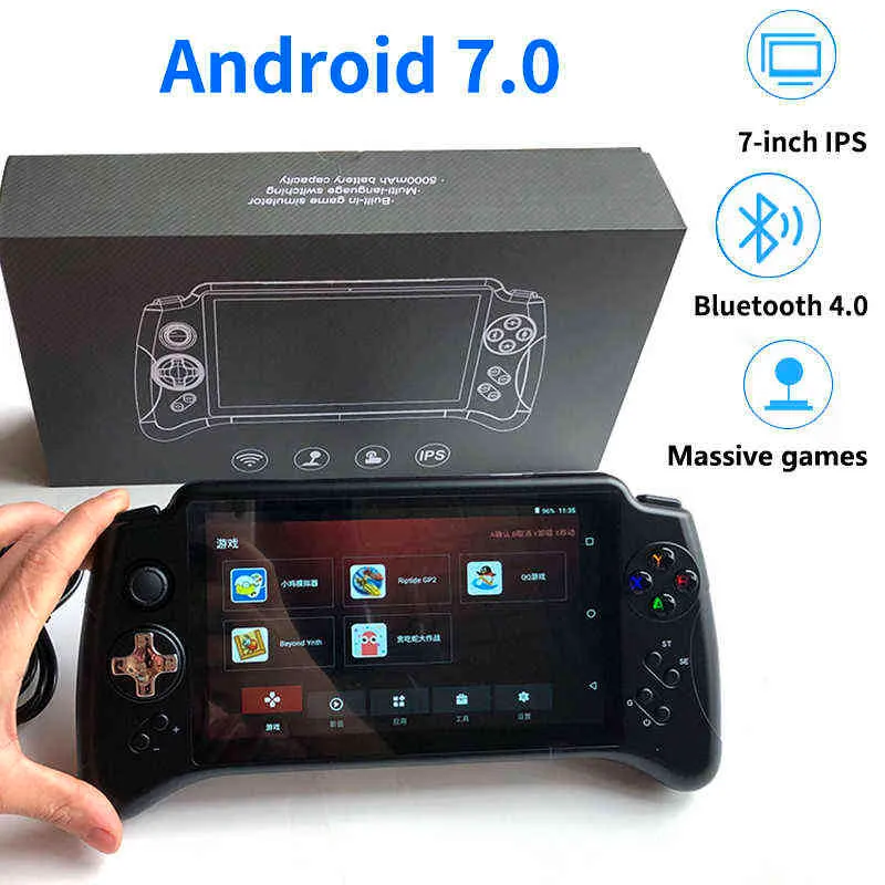 Powkiddy Nowy produkt x17 Android Handheld 7-calowy duży ekranowy przenośnik PSP Console DC/ONS/NGPMD Arcade H220426