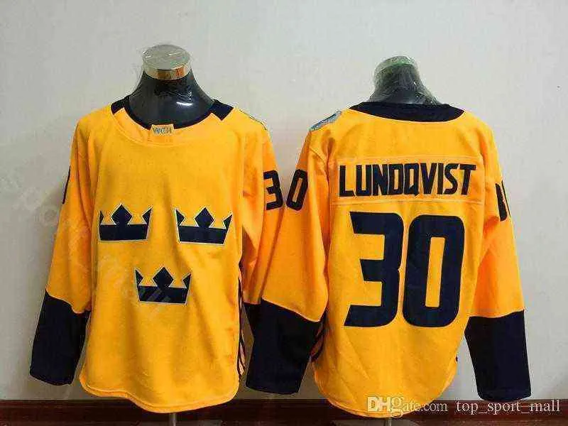  World Cup Sweden Hockey Jerseys Ice College Team Yellow 30 Henrik Lundqvist Jersey Men For Sport Fans Breathable Embroidery And Sewing