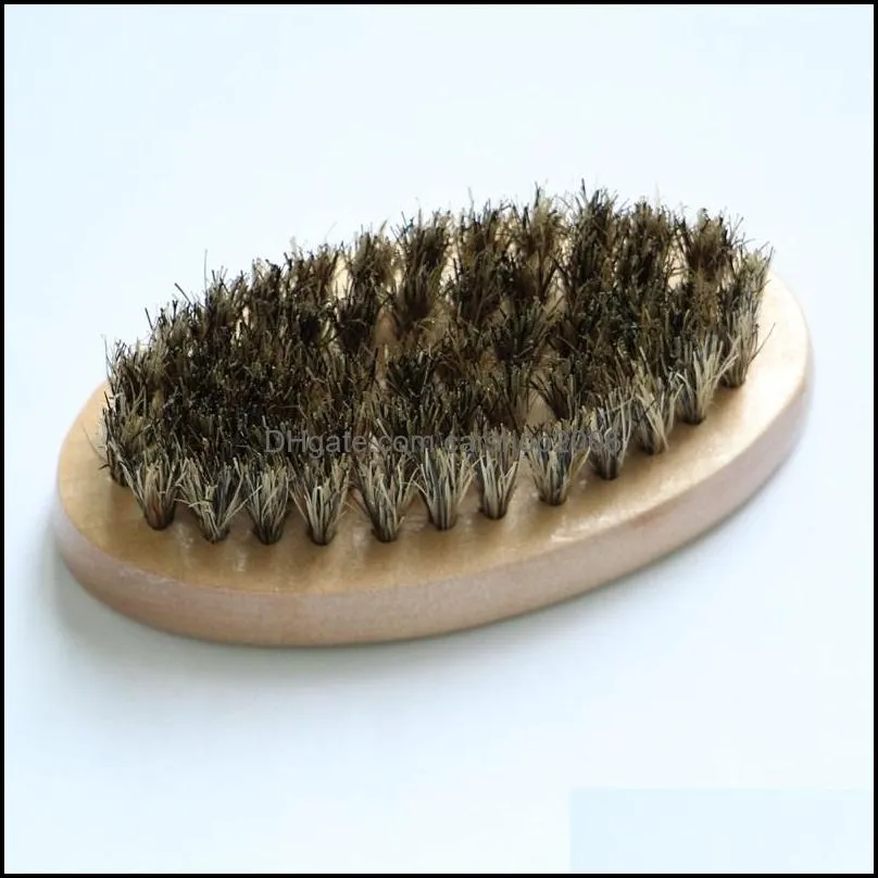 Bamboo Beard Brush Boar Bristles Wooden Oval Facial Cleaning Men Grooming No Handle Hair Brushes High Quality 4 8zc G2