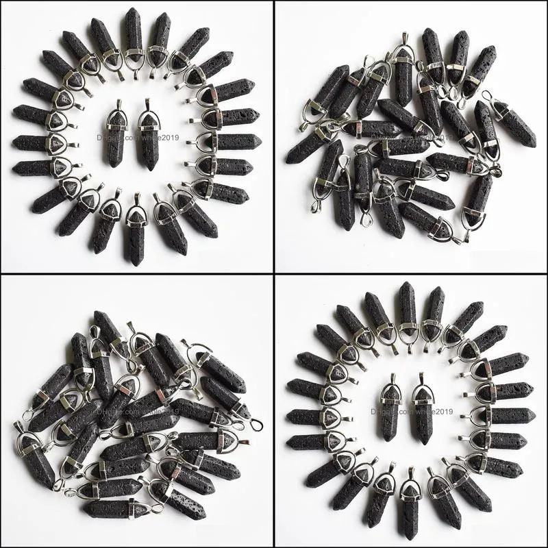 natural stone charms lava stone bullet shape charms point chakra pendants for jewelry necklace earrings making