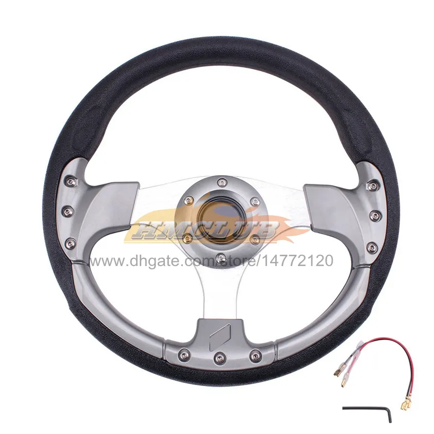 Volant Sport Universel 13 Pouces (320 Mm) - Design Course Fibre De Carbone Avec Boutons De Klaxon, Chrome