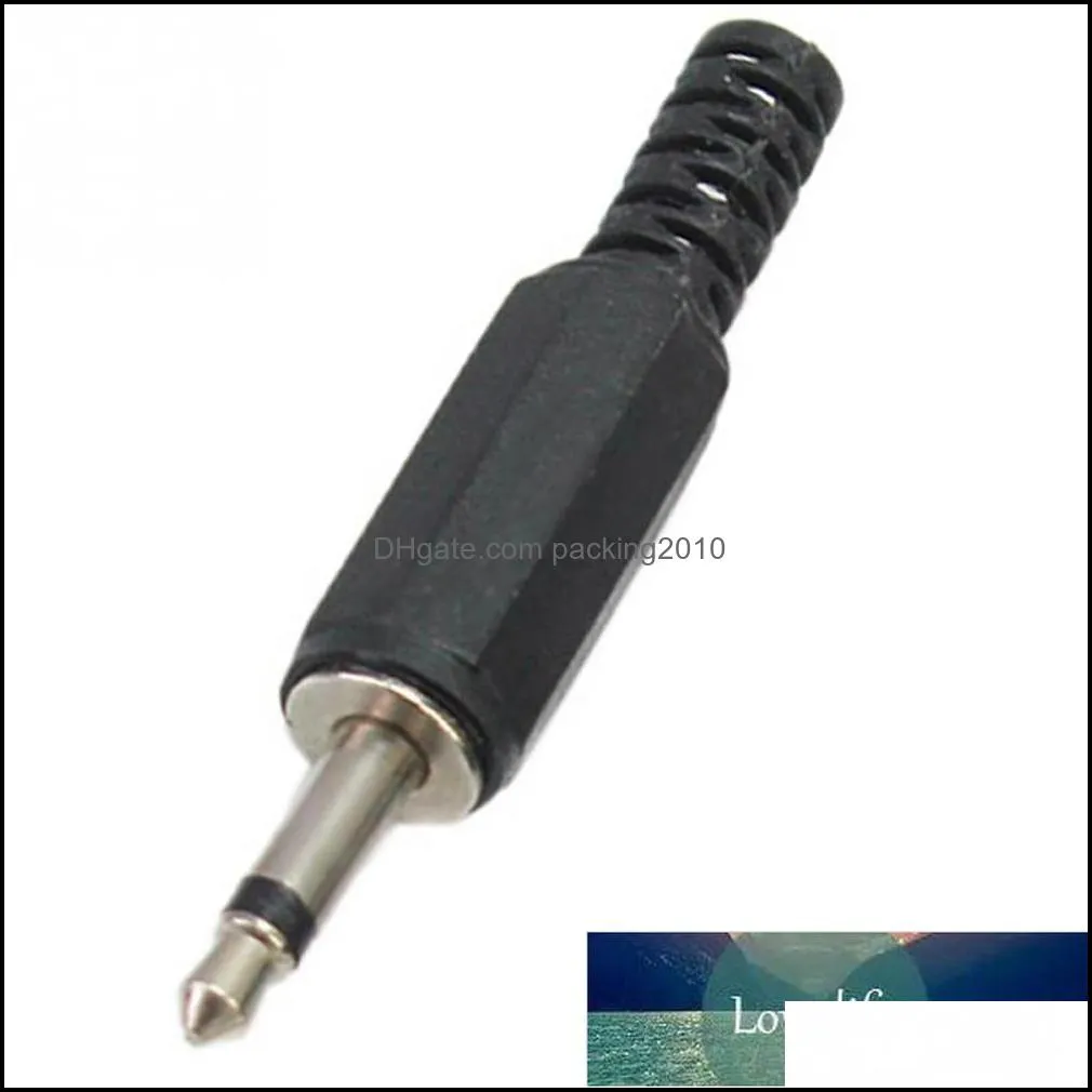 5Pcs/Lot 3.5mm HeadPhone Connector Male Two Audio Jack Plug 3.5 Mm With Black Plastic Housing Size 5 x 0.9 cm