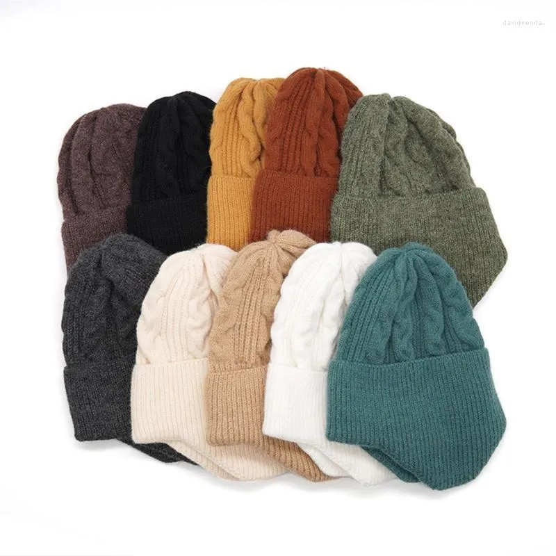 Beanie/Skull Caps Female Winter Hats Women Knit Beanies Hat Ear Protection Skullies Warm Thick Riding Wool Cap Fashion Solid Davi22