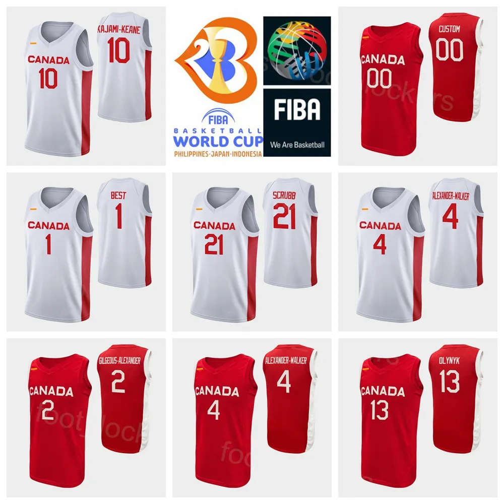 Screen Print World Cup 2023 FIBA Basketball Jersey Canada Shirt Shai Gilgeous-alexander 2 Andrew Wiggins 22 3 Kassius Robertson 11 Kenny Fred Chery 33 Kyle Wiltjer