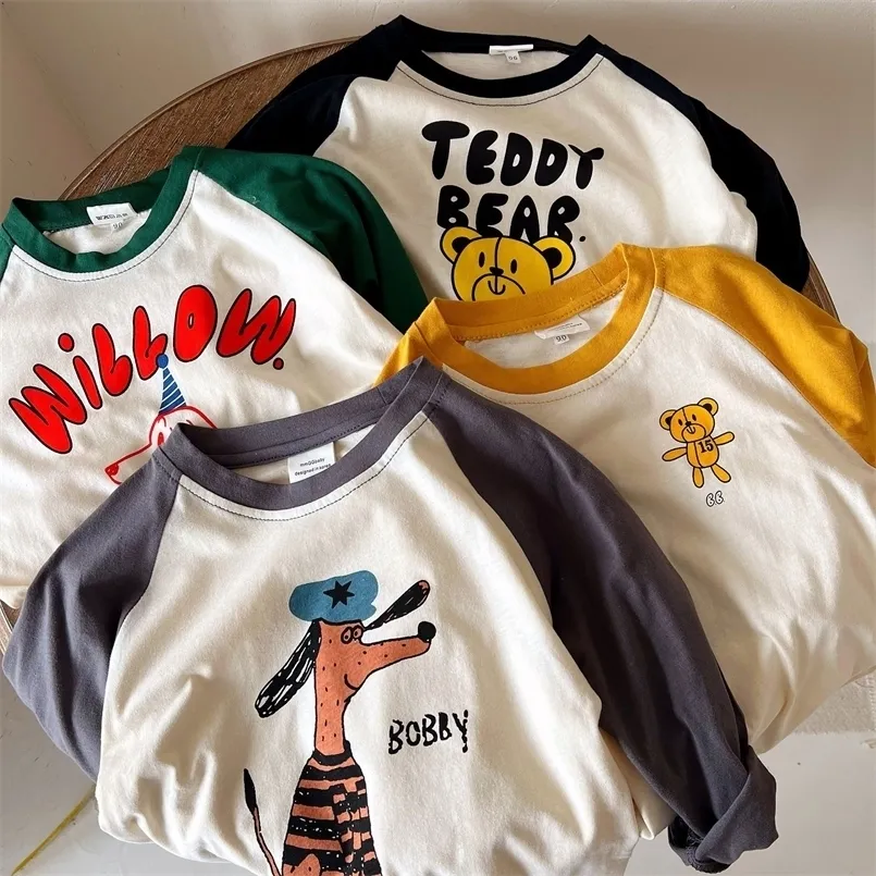 Weiche Baumwolle Kinder Cartoon Shirts Niedlichen Tier Druck Baby Langarm Shirt Für Jungen Mädchen T Kinder Casual Pullover Kleidung 220607