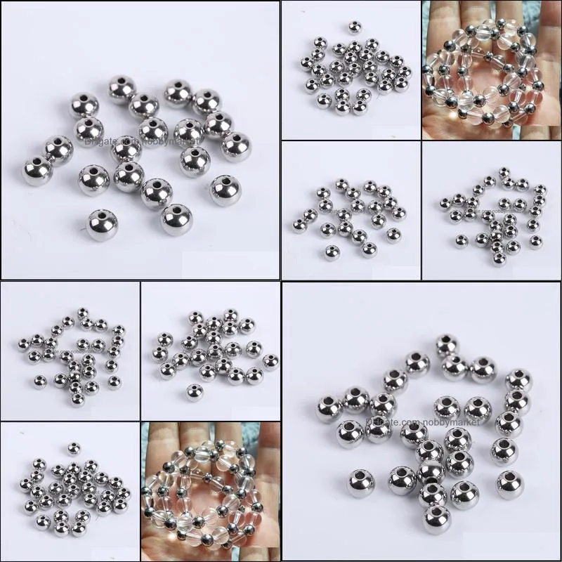 30-100Pcs/Lot Stainless Steel Bracelet Big Hole Beads Diy Handicraft Accessories Findings Loose Spacer Beads For Jewelry Making