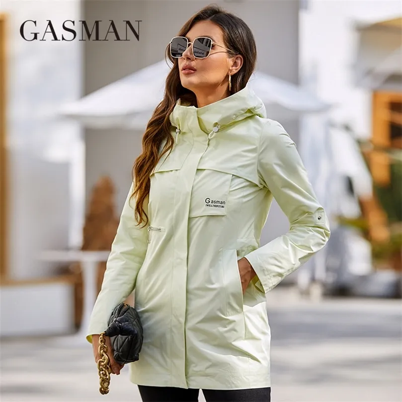 Gasman Bayan Ceket Bahar Moda Kısa Sıradan Windbreaker Kalite Kadın Ceketleri İnce Rüzgar Geçirmez Trench Coats Dış Giyim 8211 220804