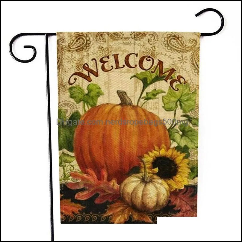 Thanksgiving Decorations Garden Flag Sunflowers Pumpkins Fruit Cat Pattern Two Sided Printing Banners Halloween Flags Hot Sale 6 8sx