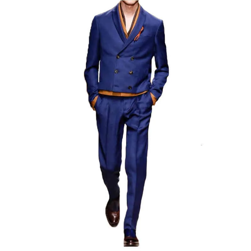 Men's Suits & Blazers Blue summer business casual suit men's three piece groom man Suit Wedding Banquet suit menZEEY