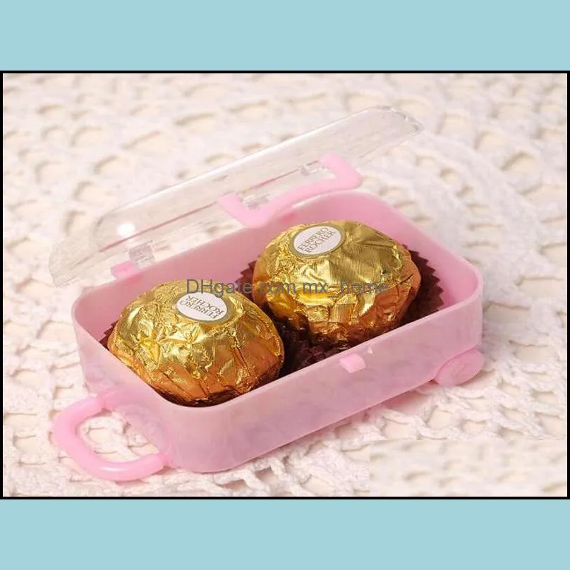 Clear Mini Rolling Travel Suitcase Favor Box Wedding Favors Party Reception Candy Package Baby Shower Ideas