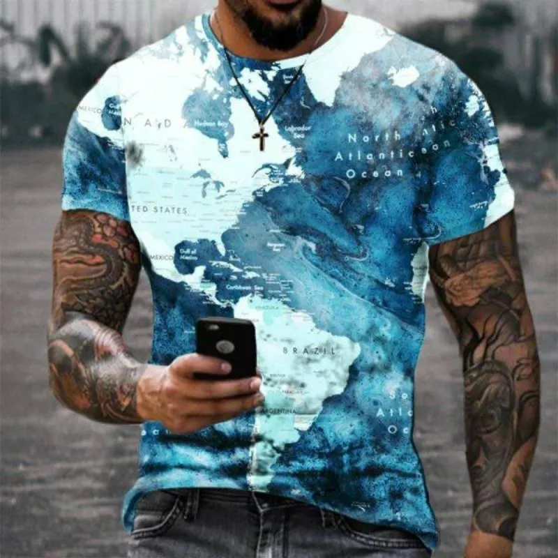 2023 Men'in T-Shirts Yaz Trendi Moda Erkekler Büyük Boy T-Shirt Avrupa ve Amerikan Sokak Bisikleti 3D Baskılı Giysiler Gevşek O-Neck T-Shirt