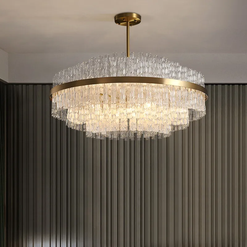 Twisted Glass Tube Chandelier Modern Light Luxury Crystal Chandelier Vardagsrum Lampa Nya Restaurang Lampor Sovrum Ljuskor