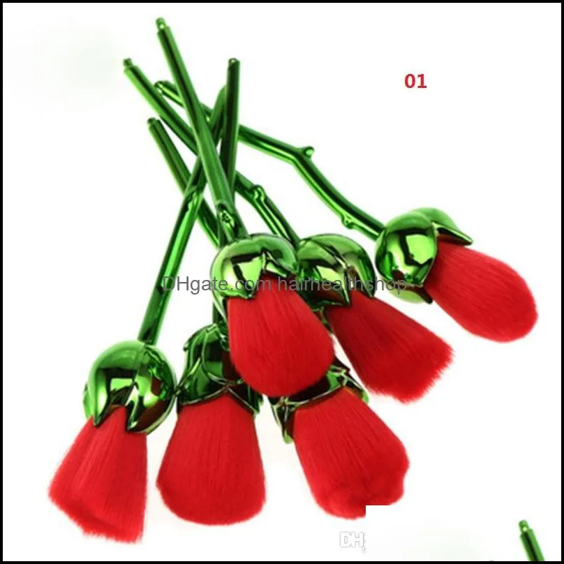 new 6pcs rose makeup brushes set multicolored rose flower shape make up foundation cosmetic powder brushes