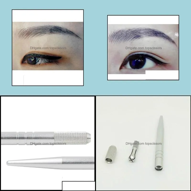 Wholesale-100Pcs silver professional permanent 3D embroidery makeup manual pen tattoo eyebrow microblade