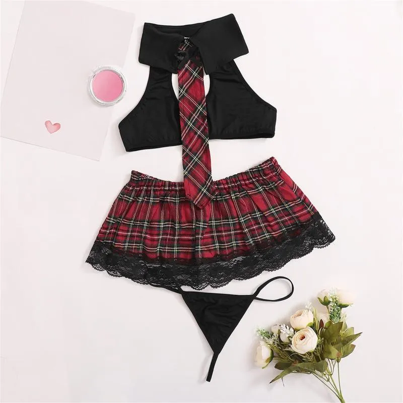 Bras Sets Sexy Lingerie Vrouwen Erotische Porno Cosplay Schoolgirl Uniform Kostuums voor Rollenspel Lady Plus Size Europese kleding # T2G