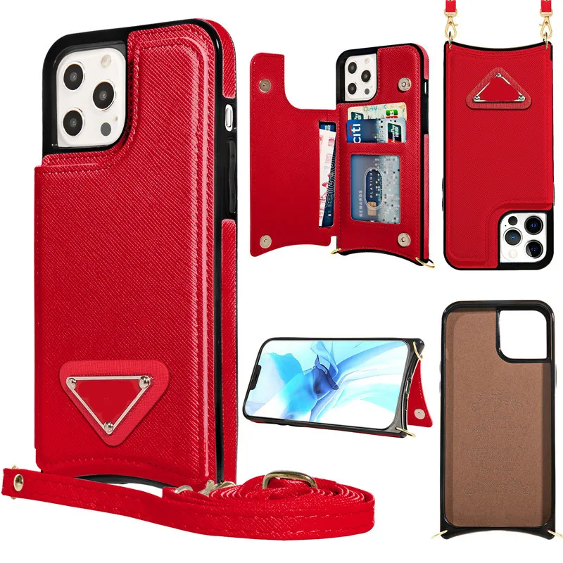 Fashion Collection Crossbody Phone Lanyard Cases Designer Flip Leather Phone Case Zipper Wallet for iPhone 12 Pro Max 13 mini 11 xr xsmax 7 8 plus 6s Protective Cover