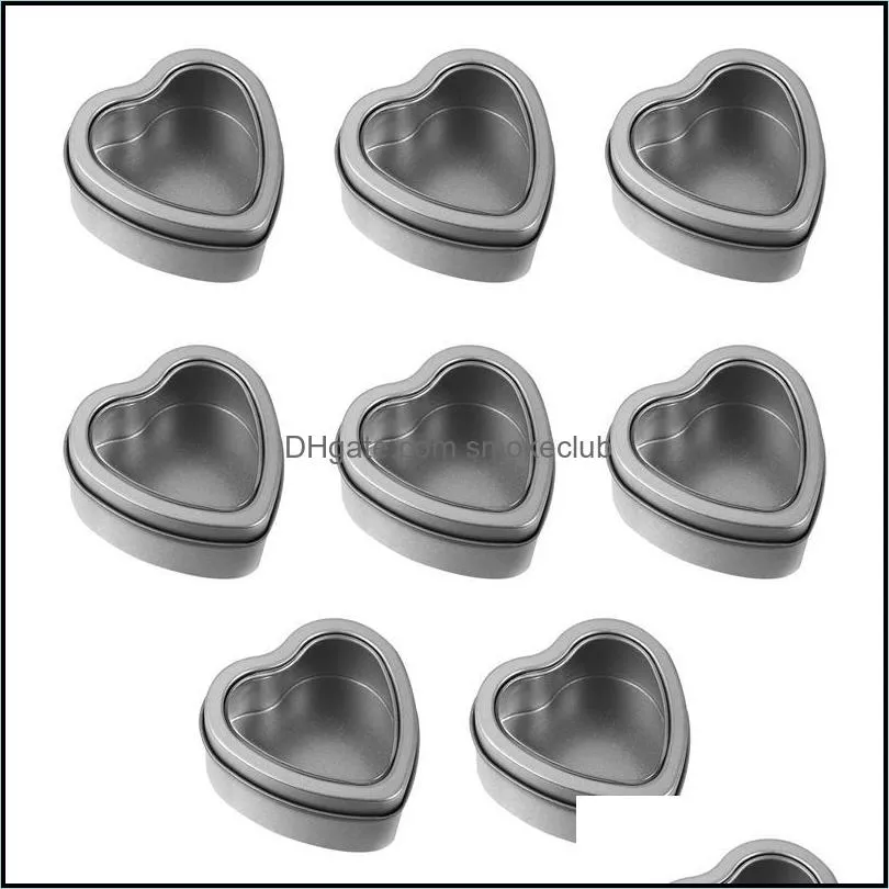 new Heart Shaped Tinplate  Box Wedding Birthday Festival Candy Biscuit Jelly Drops Boxes With Window 60*59*27mm EWE7421