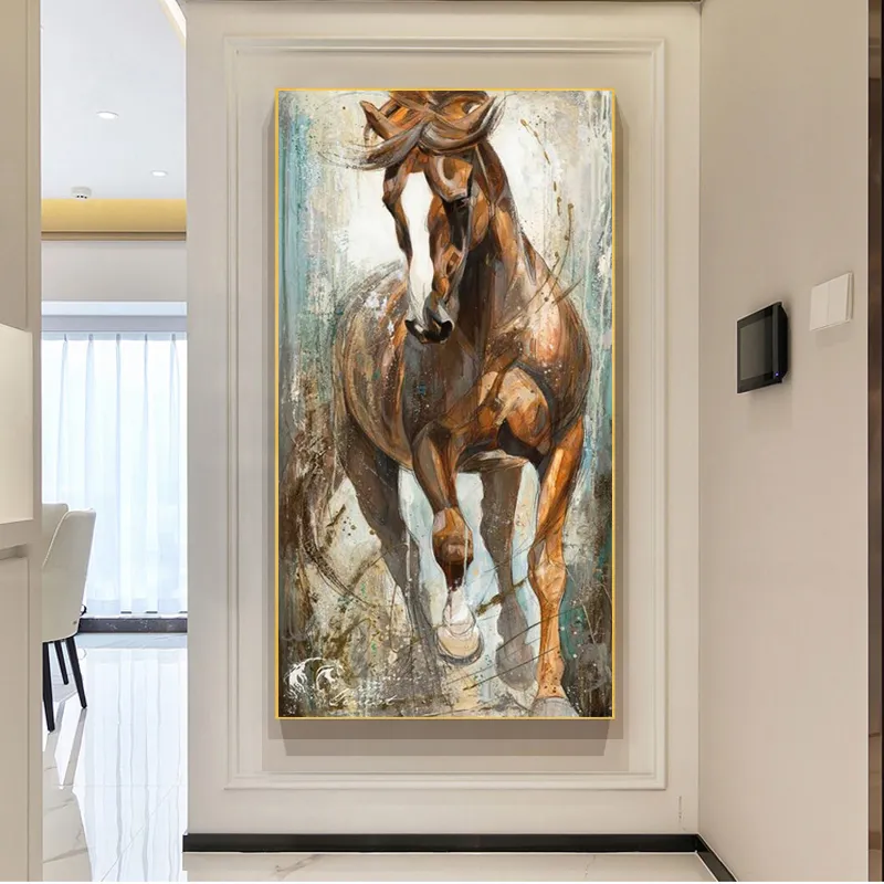 Decorazione di arte della parete su tela pittura astratta cavallo poster stampa su tela immagine animale per soggiorno cuadros home decor