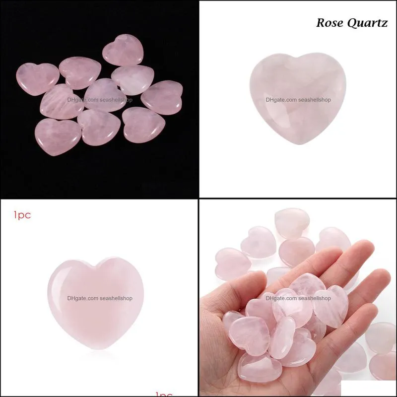 heart shaped stone natural rose quartz gemstone crystal healing chakra reiki craft fun toys 20x6mm