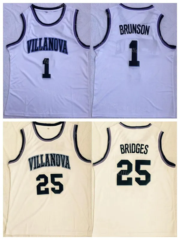 NCAA カレッジ ヴィラノバ ワイルドキャッツ バスケットボール 25 ミカル ブリッジ ジャージ 1 ジェイレン ブランソン大学 スポーツ ファン用 通気性 チーム ホワイト カラー刺繍 良質