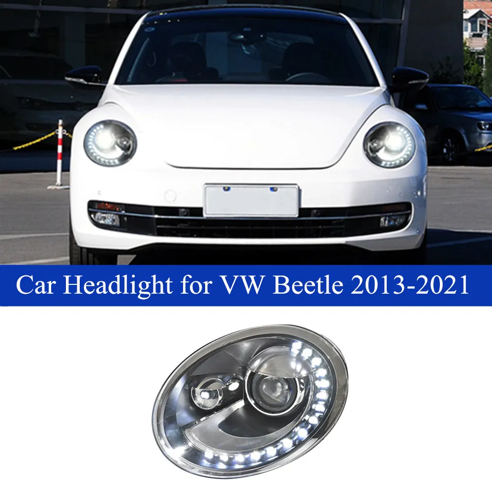 Car Daytime Running Light for VW Beetle LED Headlight 2013-2021 DRL Dynamic Turn Signal Dual Beam Lens Auto Accessories Lamp