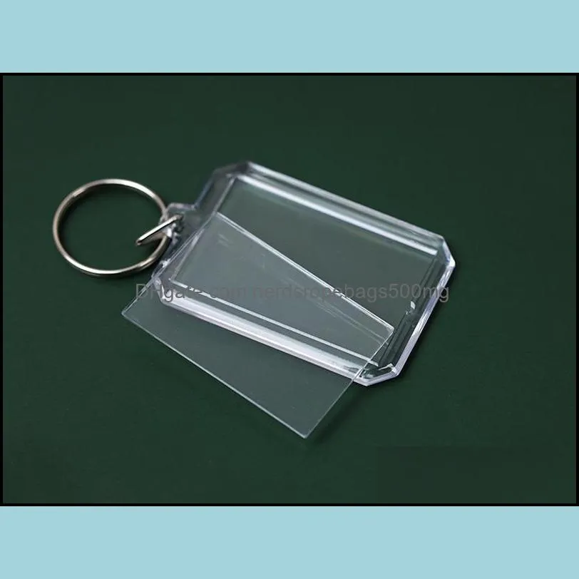 Acrylic Plastic Blank Keyrings Insert Passport Photo Frame Keychain Picture Frame Keyrings Party Gift RRB14660