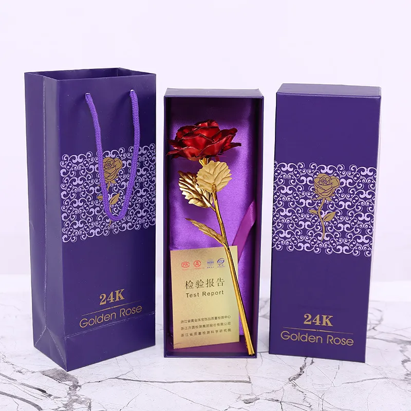 24k gold single flower foil rose birthday gift creative carnation mother's day gift girl factory