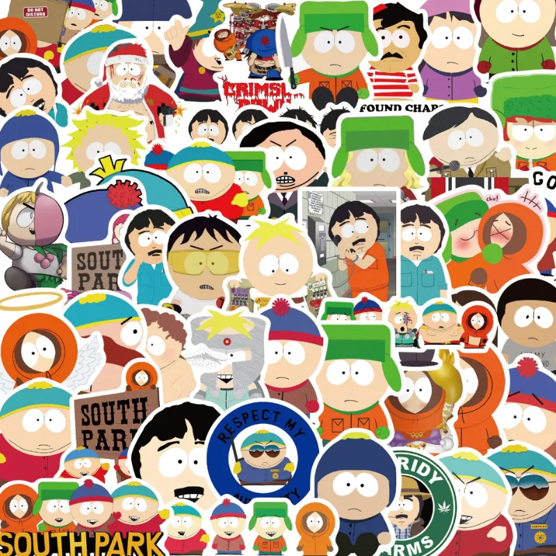 50 adesivi per figure di cartoni animati di South Park Graffiti Kids Toy Skateboard Phone Decalcomanie per adesivi per bagagli per laptop