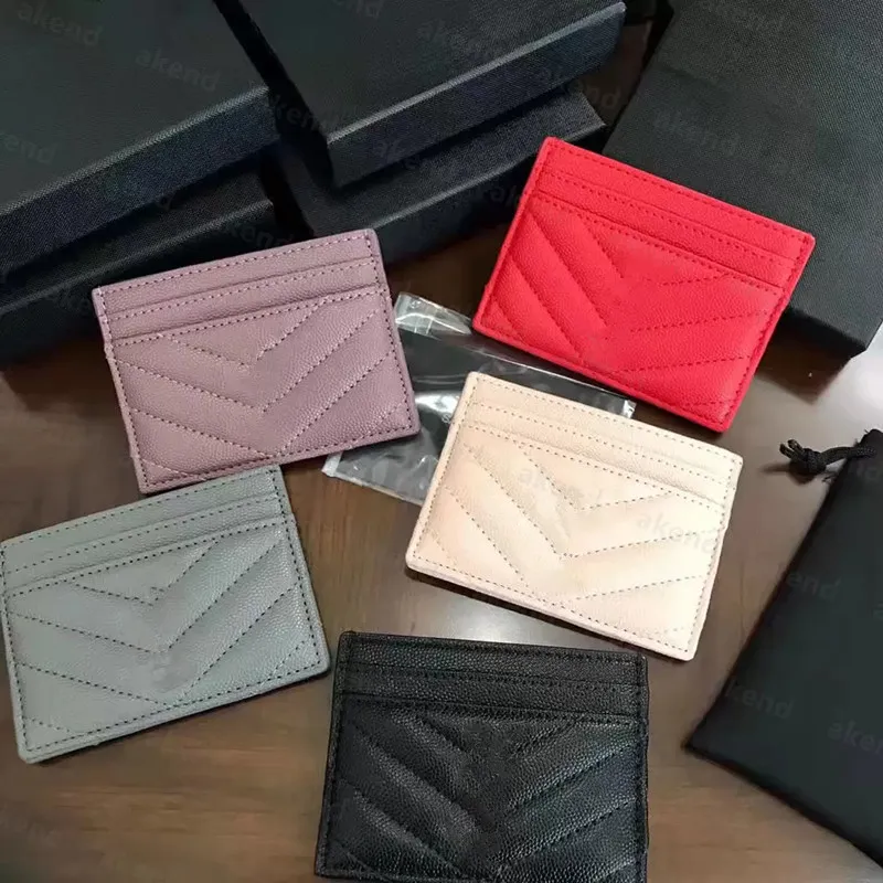 Designer de luxe Porte-cartes en cuir véritable de qualité supérieure Porte-cartes Hommes Original Porte-monnaie pour femmes Pièce de monnaie en cuir d'agneau noir Mini portefeuilles Poche pour clé Fente intérieure