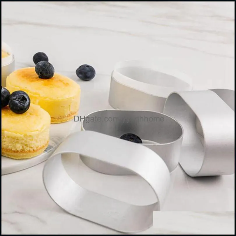 baking & pastry tools aluminum alloy oval mousse cheese tart ring egg cake cutting mold mould