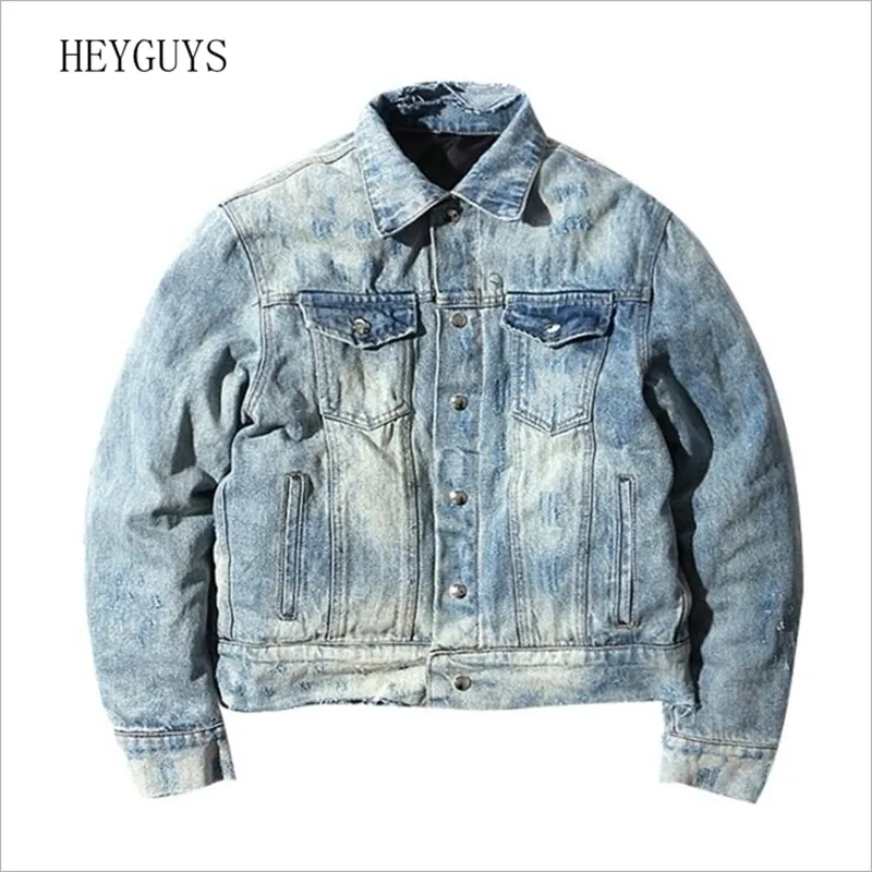 Nagri omkeerbare stijl jas mannen denim Jean gescheurd gat tweevoudig Jaqueta Jeans Homem Hip Hop Dikke College Jacket FS111 201116