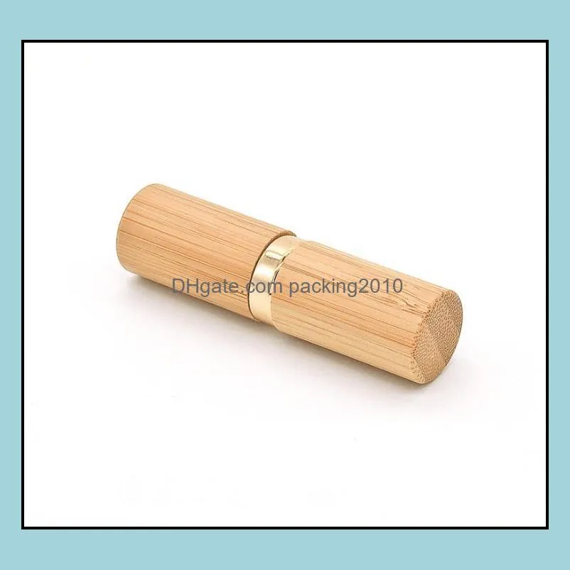 12.1mm natural bamboo lipstick tube, portable gold high grade cosmetic beauty lip balm package lip rouge container sn2047