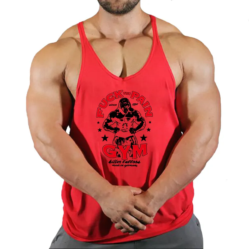 Gilet muscolare Bodybuilding Stringer Gilet da corsa Marca Colore Abbigliamento Palestre Canotta Uomo Fitness Camicia senza maniche Cotone pettinato