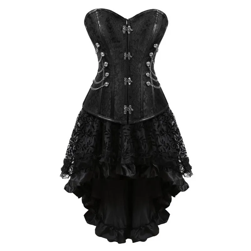 Bustiers korsett korsett klänning kvinnors steampunk kläder vintage halloween kostym gotisk punk läder kjol set plus size kororsedressesbus