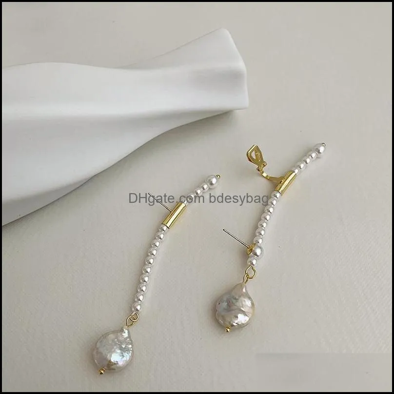 dangle & chandelier tiny faux pearl decor long drop earrings for women party irregular flat freshwater weddings fashion jewelrydangle