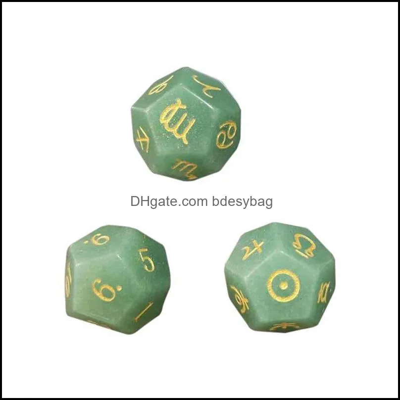other natural gems astrology tarot dice stone engrave constellation magic polyhedral d12 zodiac sign carving gift diy custom