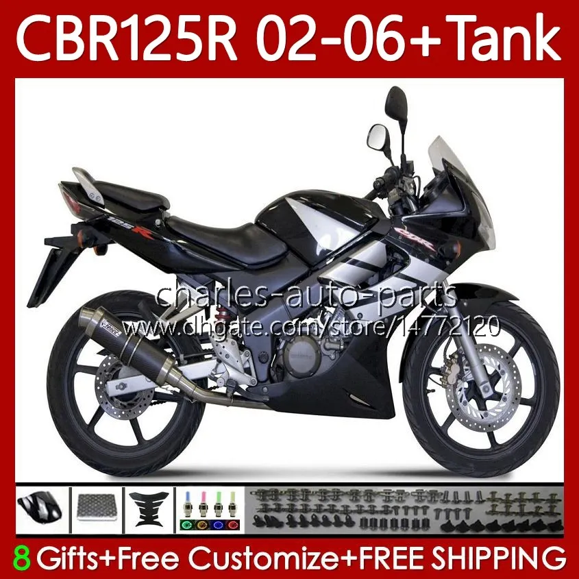 الجسم + خزان غطاء لهوندا CBR-125 CBR 125 R CC CBR 125R 125CC 02-06 هيكل السيارة 124NO.20 Silvery Black CBR125RR CBR125RRR 02 03 04 05 05 06 CBR-125R 2002 2003 2004 2005 2005 2005 2005 Fairing