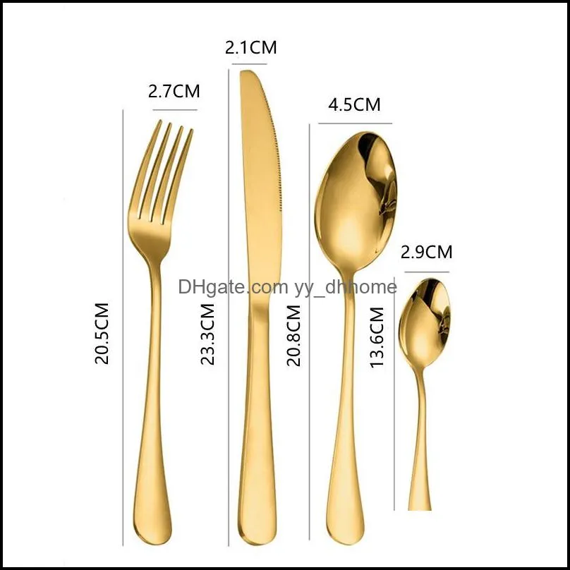 4pcs western dinnerware set knife fork spoon gold flatware cutlery set