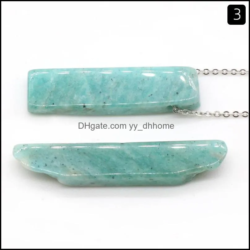 natural stone pendant raw mineral irregular rectangle quartz pendulum amazonite tiger eye lapsi crystals necklaces healin yydhhome