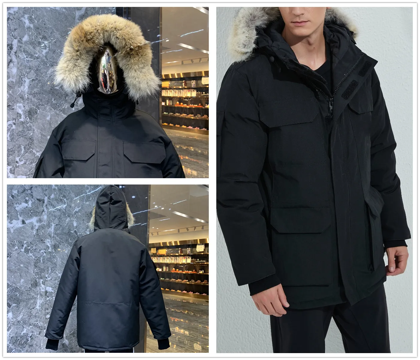 Mens Winter Fashion Designer Down Jacket Real Wolf Fur Hooded Thickening Warm Sports Coat Windproof Waterproof parker coats Men Jackets Sleek Classic Parka