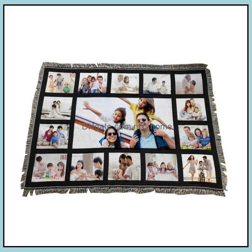 Plaid sublimation blanks Blanket with Tassels 9 15 20 Grids Mat Heat Transfer Printing Sofa Blankets Throw Blankets sublimation bla