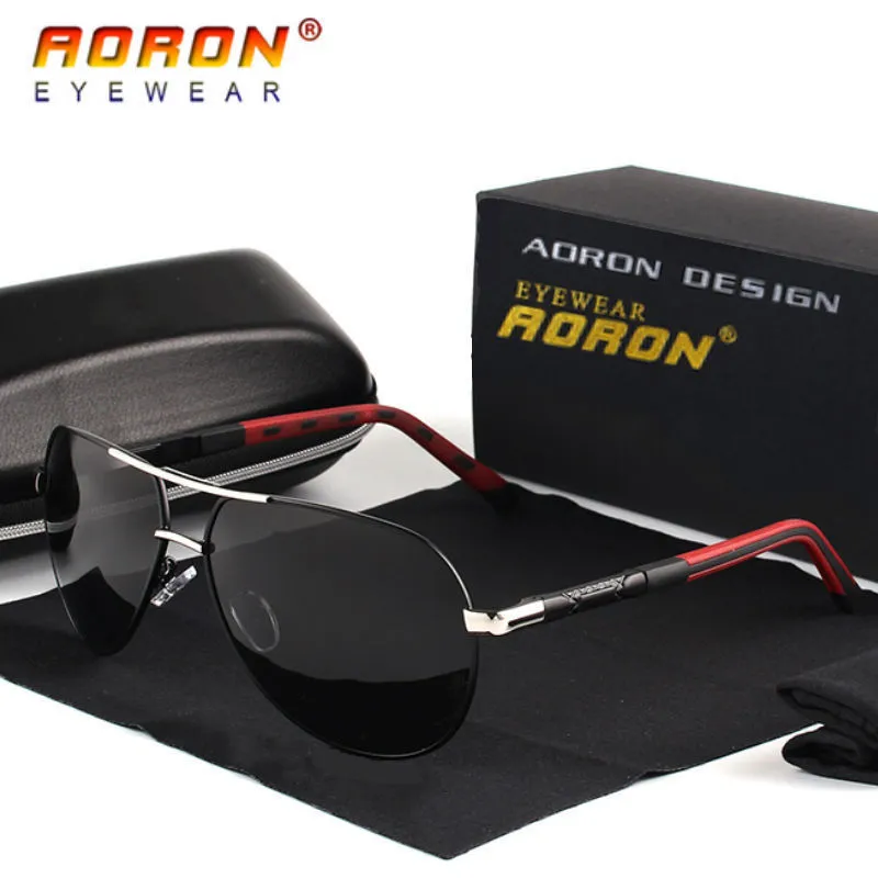 AORON Mens Polarized Sunglasses Classic Pilot Sun Glasses Anti-Reflective Coating Lens Alloy Frame Driving Sunglasses Men 220317
