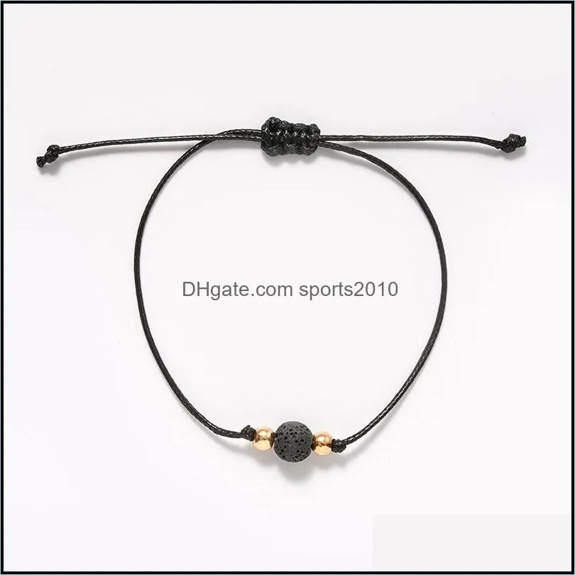 8mm black white lava stone beads strand bracelet diy  oil perfume diffuser lover rope braided adjustable bracelets sports2010