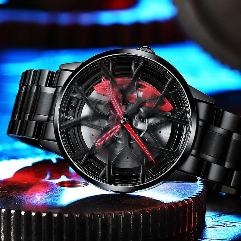 Relojes de pulsera para hombre, de lujo, con ruedas de supercoche, reloj de negocios, luminoso, giratorio, deportivo, 3D, Masculino, relojes de pulsera Wris