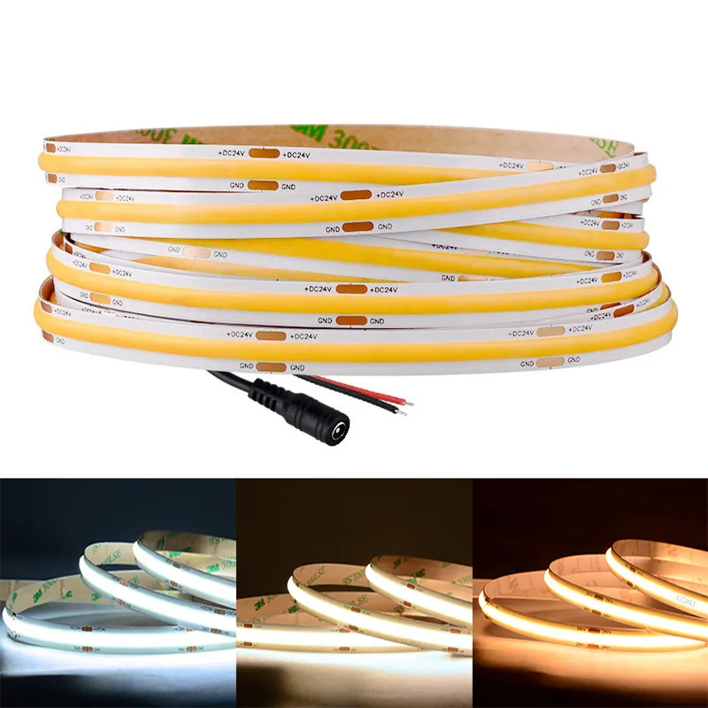 COB LED Strip Licht 320 480 LED's/M Hoge dichtheid Flexibel tape Lint 3000-6500K RA90 LED-LICHTEN DC12V 24V